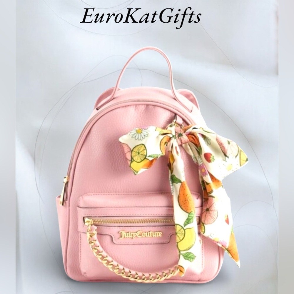 JUICY COUTURE Backpack Pink with Colorful Citrus Bow Like New Pre Loved